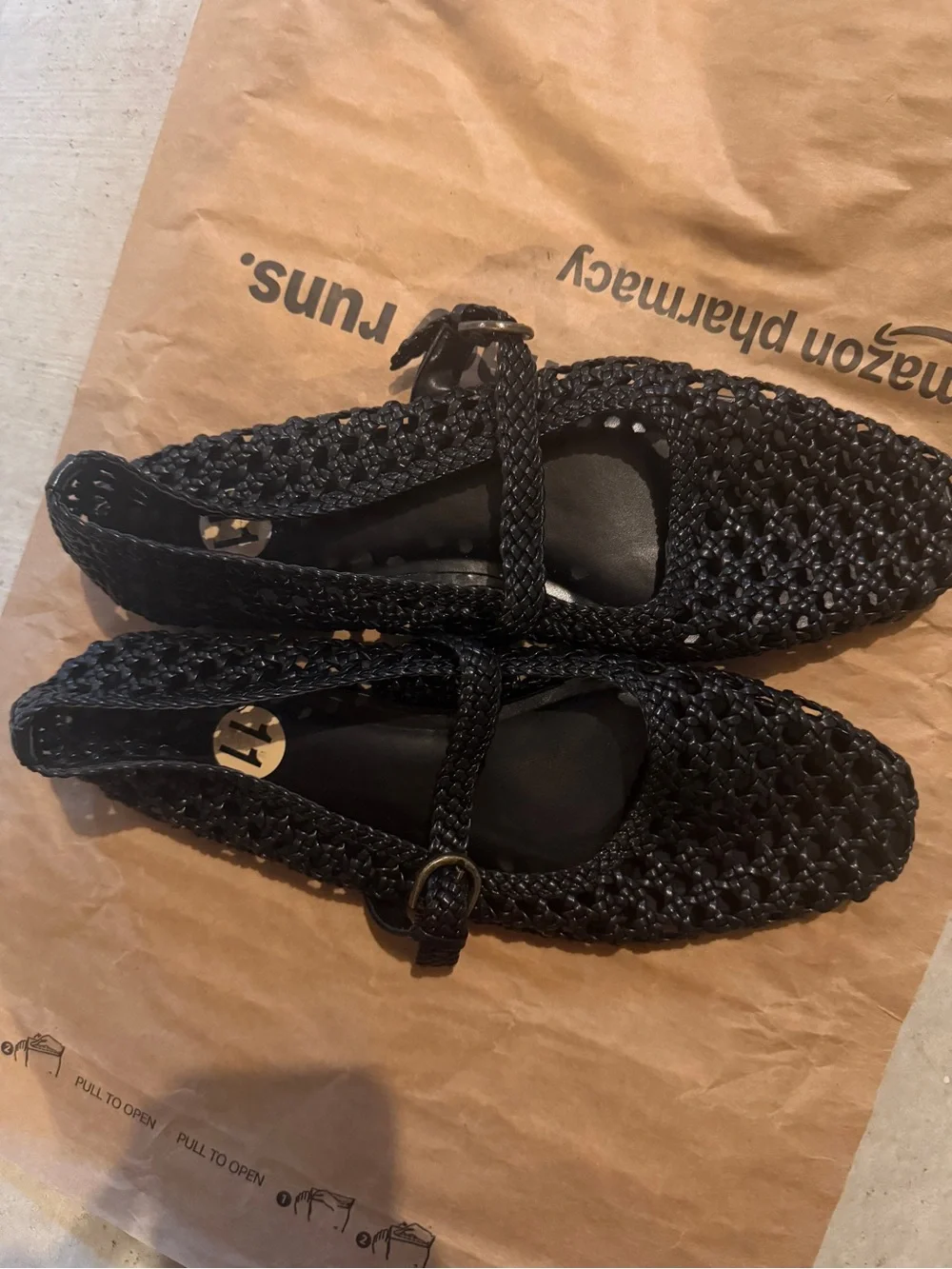 Woven Mary Jane Flats in Black - Women's Casual Loafers